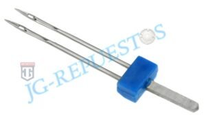 0220.jpg AGUJAS DOBLE PARA MÁQUINA DE COSER TAMAÑO 2,0/90 3,0/90 4,0/90 NUEVO 3 UDS 0220