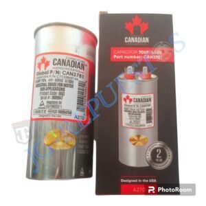 CAPACITOR 70UF REDONDO, 2 TERMINALES CON AISLANTE COLOR ROJO, CANADIAN AIRE ACONDICIONADO -A270