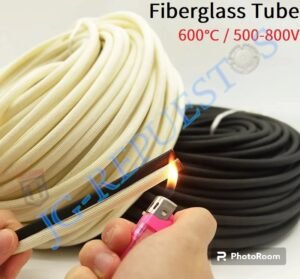 Funda de fibra de vidrio trenzada, tubo de fibra de vidrio químico de alta temperatura, color blanco y negro, 1mm ~ 25mm, HTG 600 Deg.C -0734