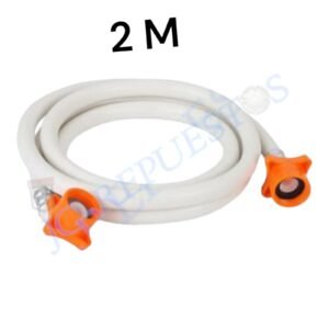 MANGUERA LAVADORA EN "L" CON EMPAQUE PARA CADA LADO ROSCA LLAVE ECUATORIANA ENTRADA ROJA AGUA FRIA LARGO:2M  -LA40ROJ