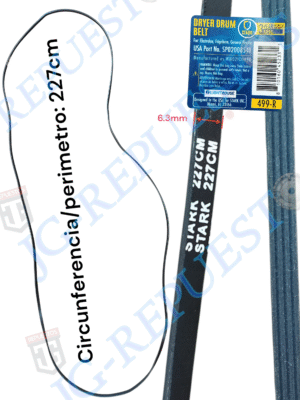 1000190055.png BANDA PERIMETRO:227CM STARK SECADORA ELECTROLUX - FRIGIDAIRE - GENERAL ELECTRIC/MABE -499-R