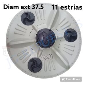 29316.jpg AGITADOR PLANO APOLLO LAVADORA LG - MABE 11 ESTRÍAS DIÁMETRO 37.5 CM CON RUEDAS BASE ALTA 3001