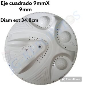 29332.jpg AGITADOR PLANO LAVADORA EJE CUADRADO 9MM X 9MM DIAMETRO_ 34_8CM (MABE) 2329