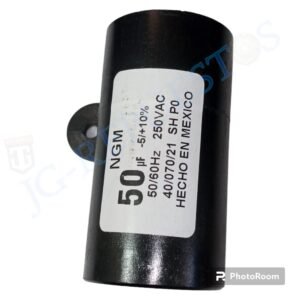 CAPACITOR 50uF LAVADORA ASIATICA CON SUJECION REDONDO 250VAC (WHIRLPOOL) 3650
