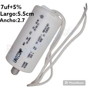 CAPACITOR PARA MOTORES  7uf+-5% LARGO 5.5cm ANCHO 2.7 0140