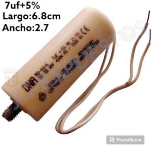 CAPACITOR PARA MOTORES  7uf+-5% LARGO 7.5cm ANCHO 2.8 0143