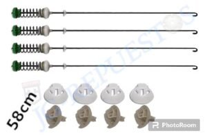 KIT BARRA SUSPENSIÓN LAVADORA WHIRLPOOL SIN CUBIERTA Y CON GANCHO LARGO: 58CM PAQUETE DE 4 -3704