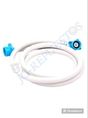 MANGUERA LAVADORA EN "L" CON EMPAQUE PARA CADA LADO ROSCA LLAVE ECUATORIANA ENTRADA AZUL AGUA FRIA LARGO:1,50M -3267AZU