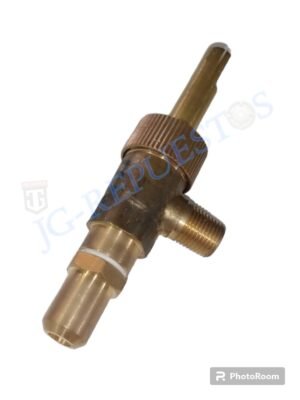 ROBINETE/RUBINETE MARCA 65MBAR, VÁLVULA PARA GAS PROPANO. ALTO VOLUMEN 1/8 NPT CON TUERCA BRONCE, VÁSTAGO GRUESO, LARGO EJE: 3.1 CM, LARGO: 9 CM 6491