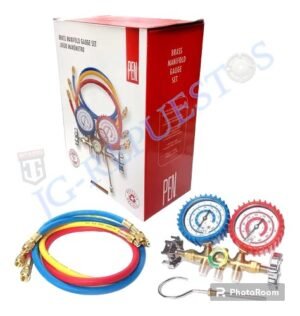 JUEGO MANOMETRO Pen (TM) REFRIGUERADORA.PARA GAS R134A Y R12 CON PAQUETE MANGUERAS DE 3 LARGO 36.91.44CM. MEDIDA DE LA ROSCA ES 1/4 12021